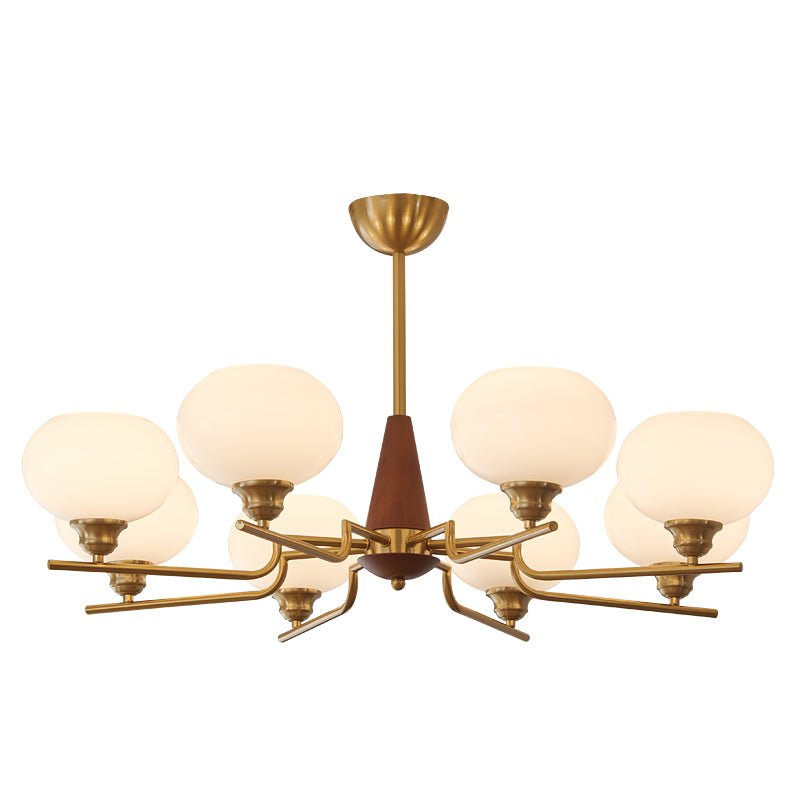 Celeste Sphere Walnut Wood Chandelier - Modern Handcrafted Lighting Fixture for Dining Room, Living Room & Bedroom Decor