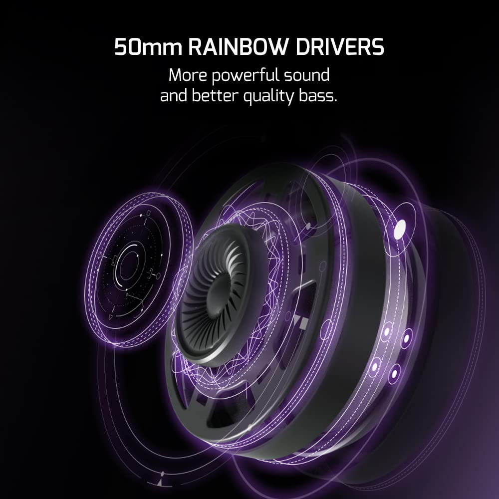 GAMEPOWER Mihawk USB Gaming Headset - 7.1 Virtual Surround Sound Wired RGB Headphones with 50MM Drivers, Noise Cancelling Mic for PC, Laptop (Black) | Perfect for FPS, MMO Gaming & Online Meetings
