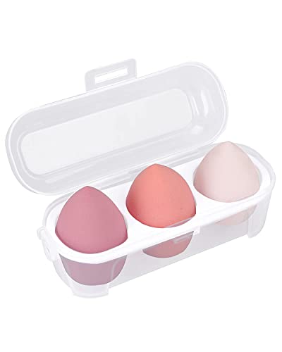 ARRX Makeup Sponge 3-Piece Set with Storage Box - Soft Blending Sponge for Liquid Foundation, Powder & Concealer - Beauty Blender Makeup Tools for Flawless Application (Multicolor) - Perfect for Everyday Makeup, Travel & Professional Use