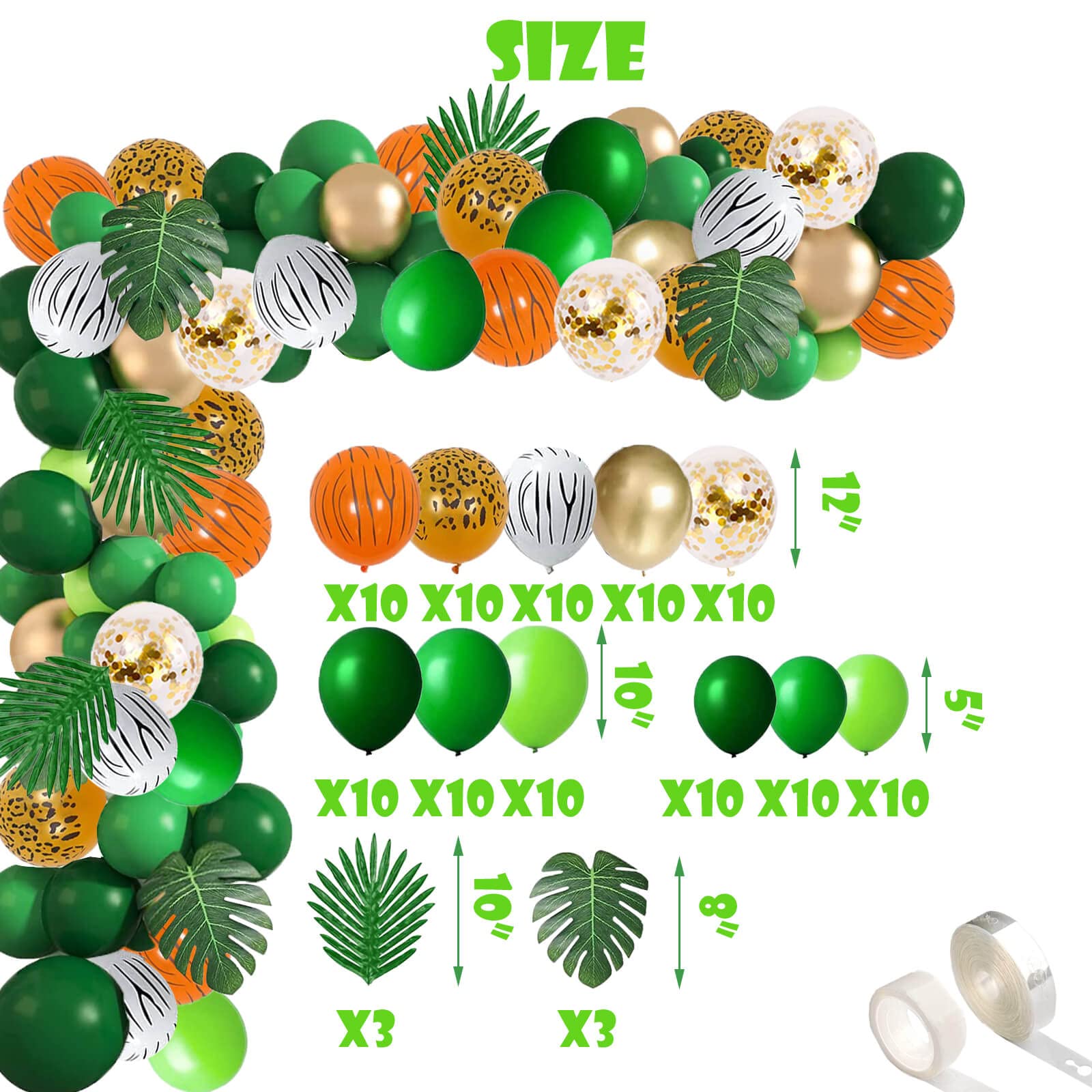 145 Pcs Safari Jungle 3rd Birthday Party Decorations Kit - Gold Wild & Three Balloons, Jungle Animal Balloons, Garlands & Arch for Wild Three Themed Woodland Party - Perfect for Kids' Birthday, Baby Shower & Jungle-Themed Events