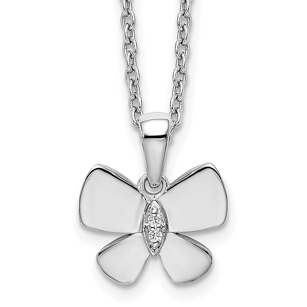 925 Sterling Silver 18 Inch Diamond Butterfly Necklace with 2 Extenders - Elegant Pendant Charm Jewelry for Women | Perfect Gift for Her, Birthday, Anniversary & Special Occasions