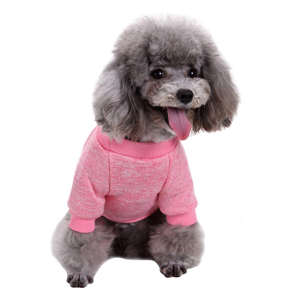 Classic Knit Dog Sweater for Small Dogs - Warm Winter Puppy Coat, Soft & Cozy Pet Clothing (XS, Pink) - Perfect for Indoor & Outdoor Winter Walks