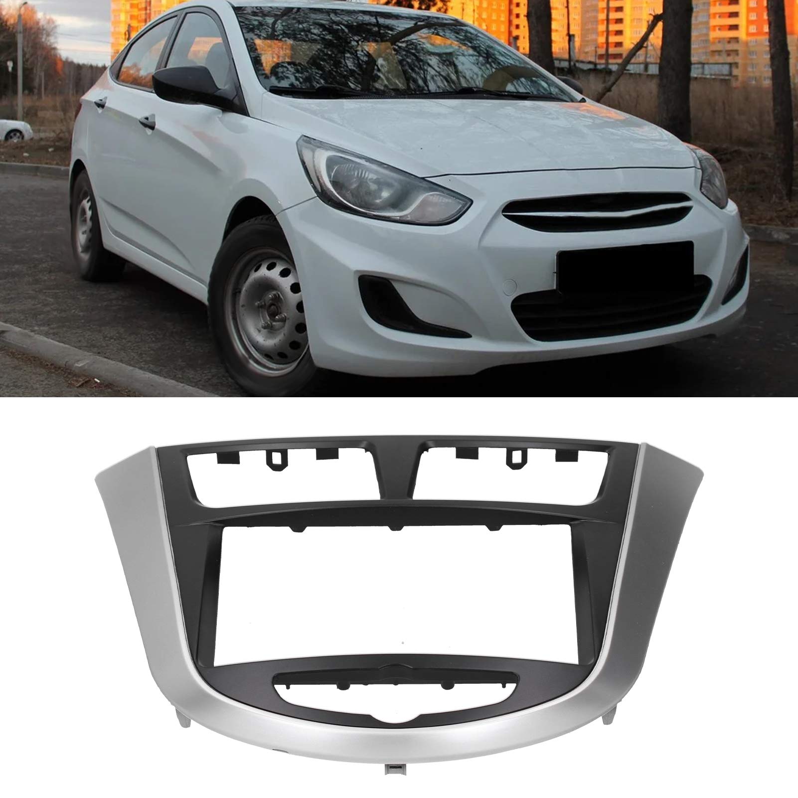 Universal 2 Din Car Radio Dash Kit for Hyundai Accent/Solaris/i25 2010-2014 - Thick PST Fascia Mount for DVD Navigation & Audio System - Perfect for Car Stereo Upgrade & In-Dash Installation
