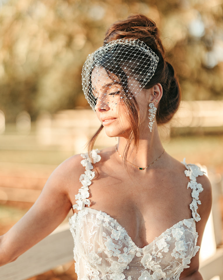 Elegant Bridal Earrings - Soft Statement Cascading Crystal Flowers by Stephanie Browne | Best Seller Wedding Jewelry for Brides, Bridesmaids & Formal Events