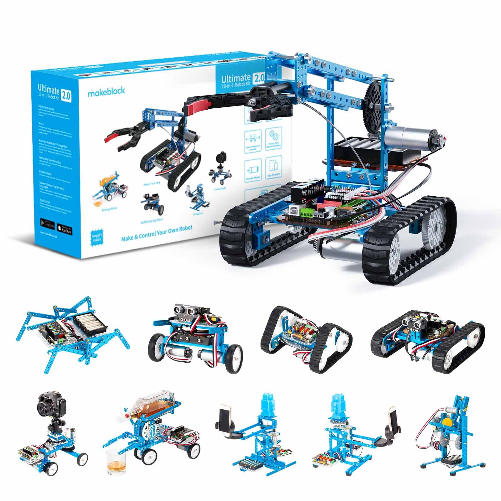 Makeblock mBot Ultimate 10-in-1 STEM Robotics Kit - Arduino & Raspberry Pi Compatible DIY Robot Building Set with App Remote Control | Educational Coding Toy for Teens & Adults | Perfect for STEM Learning, Programming Practice & Robotics Competitions