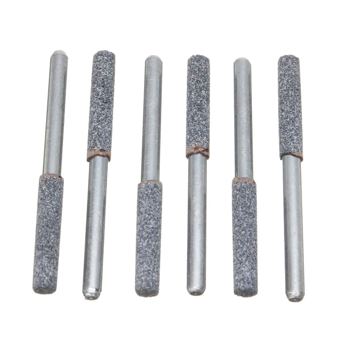 6Pcs 5/32 Inch Diamond Grinding Stones for Chainsaw Sharpener - 3mm Shank Drill Adapter - Perfect for Chainsaw Maintenance & Woodworking Projects