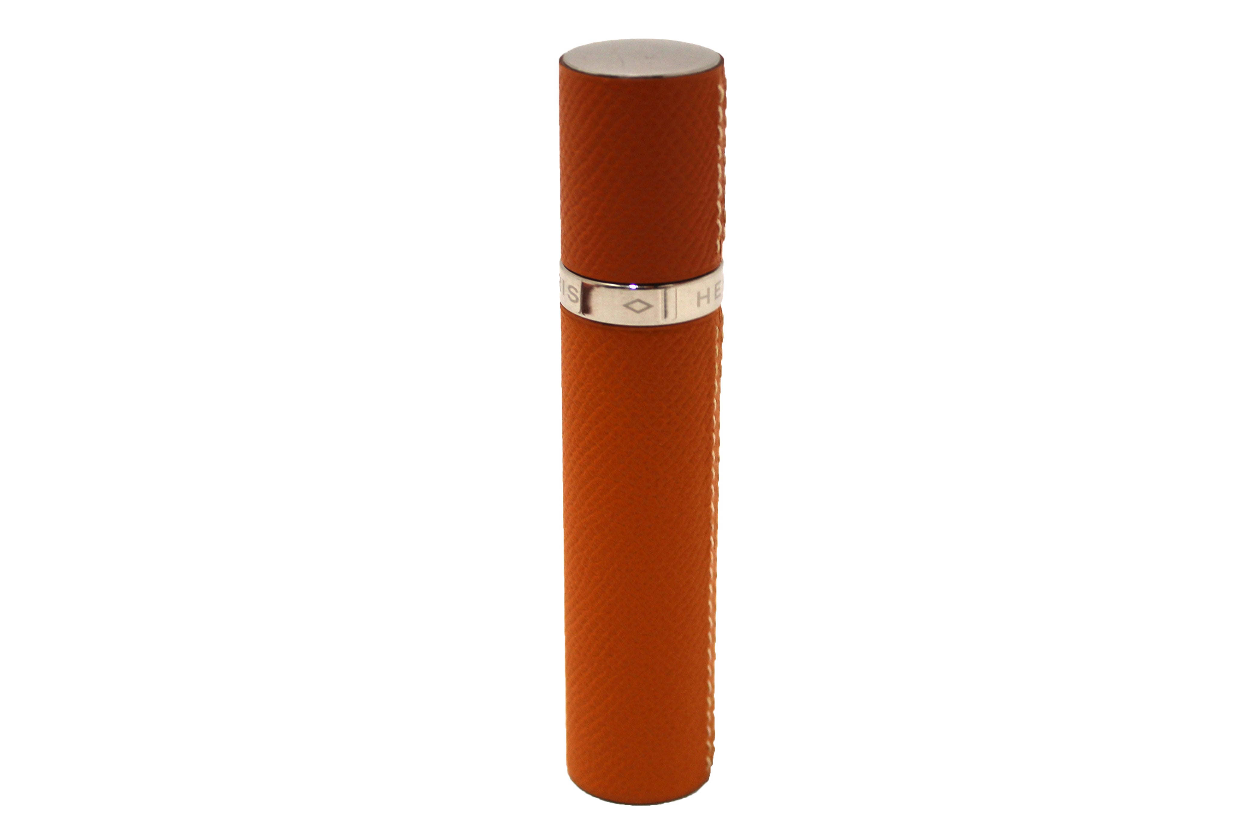 Authentic Hermes Orange Leather Perfume Refillable Travel Case Holder - Perfect for Fragrance Storage & Luxury Travel Accessories