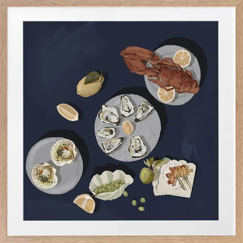 Deep Blue Framed Art Print for Family Gathering - Elegant Wall Decor for Living Room, Bedroom & Office
