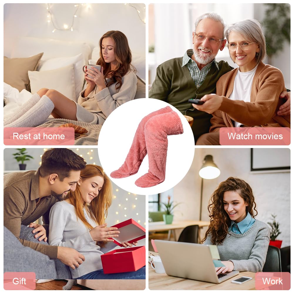 Flintronic Plush Slipper Socks for Women - Cozy Knee-High Warm Fuzzy Winter Sleeping Socks with Non-Slip Sole | Perfect for Home, Lounge & Cold Weather Comfort