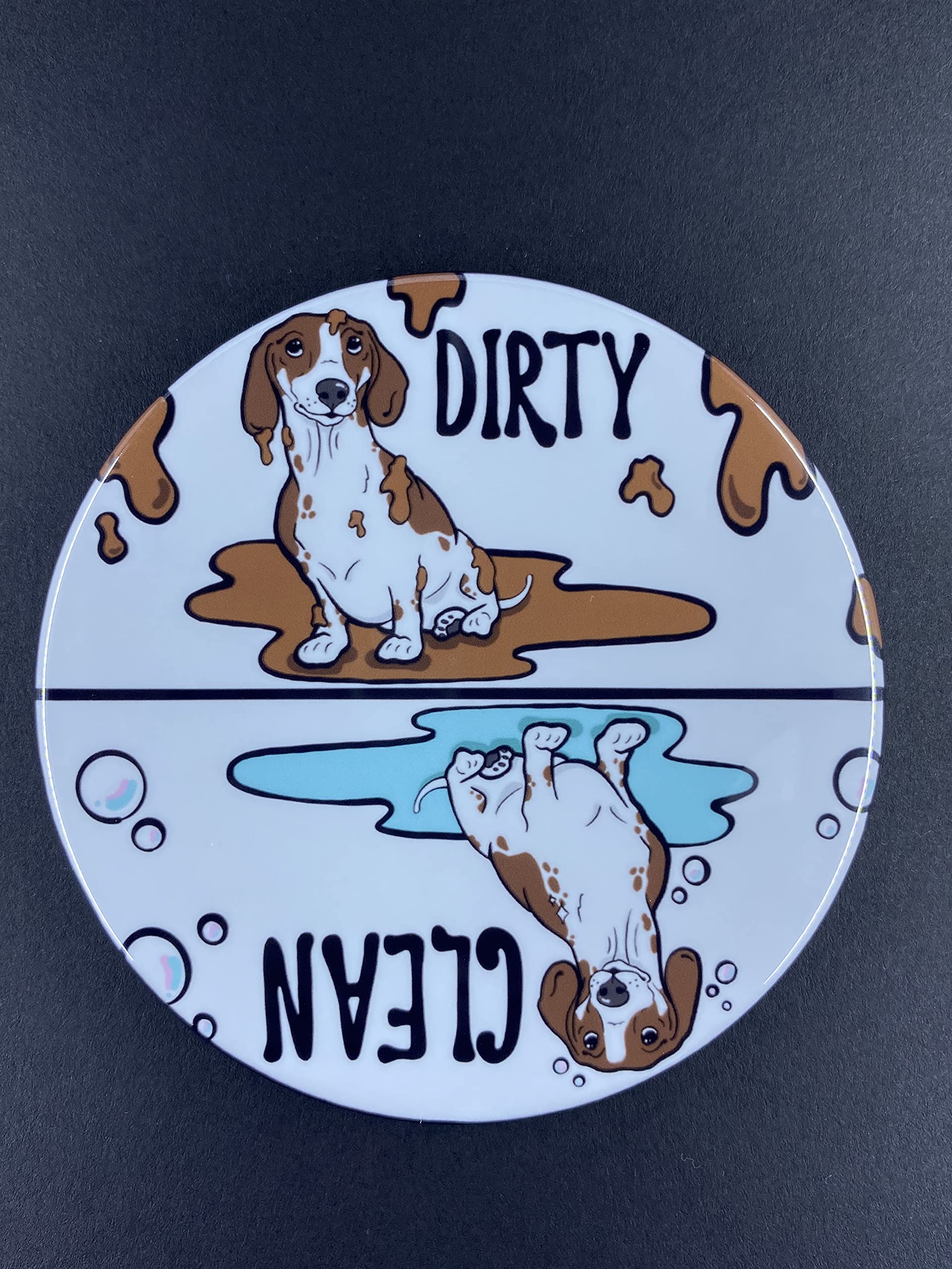 Handmade Brown Piebald Dachshund Dishwasher Magnet - Cute Kitchen Decor & Cleaning Accessory for Refrigerator, Dishwasher, and Metal Surfaces - Perfect for Dog Lovers and Home Organization