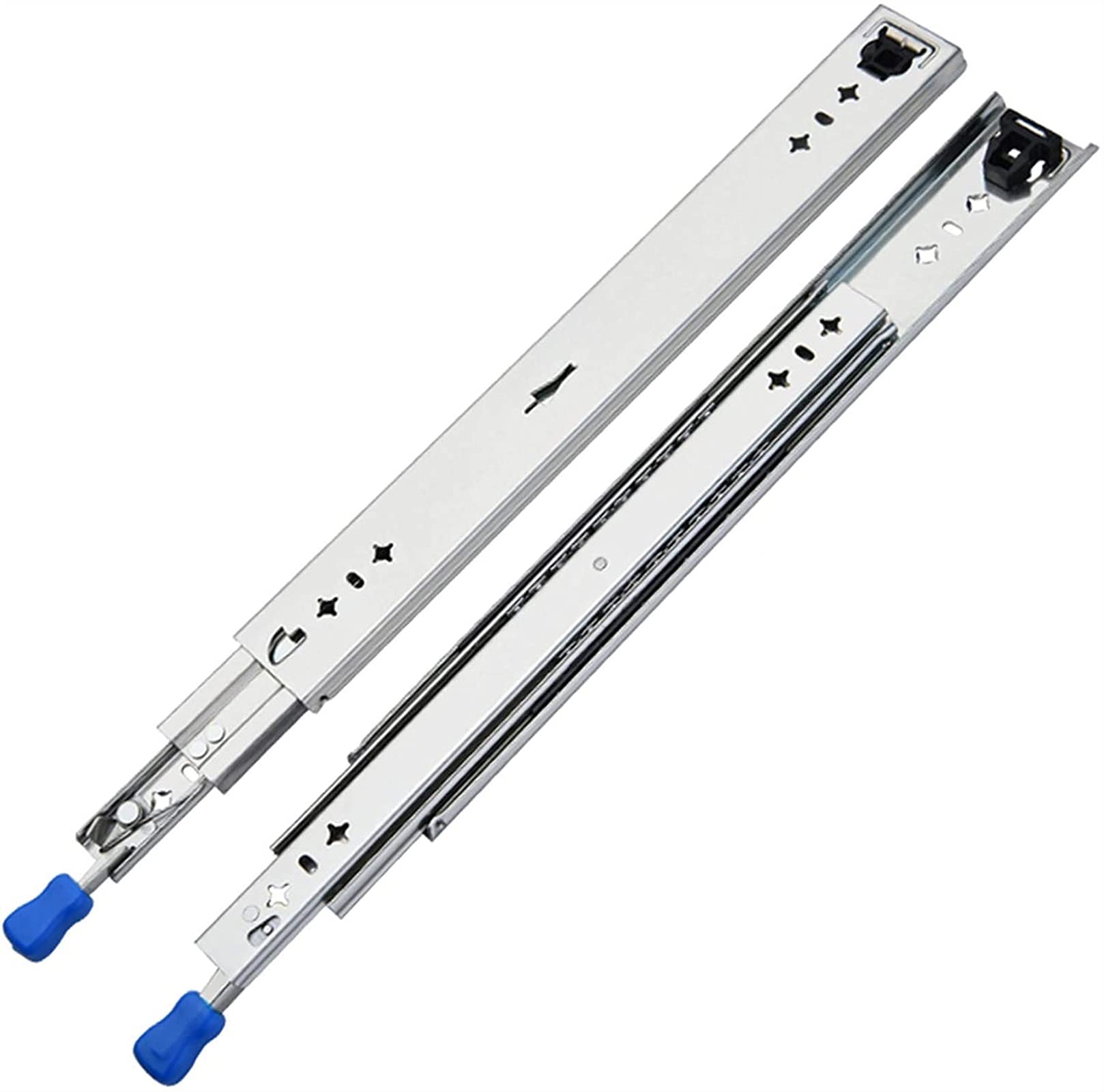 Heavy Duty Ball Bearing Drawer Slides 2-Pack - 10-50 Inch Full Extension Side Mount Slides with Lock, 120kg Load Capacity for Cabinets, Dressers, Workbenches - Perfect for Home Office, Garage Storage & Workshop Organization