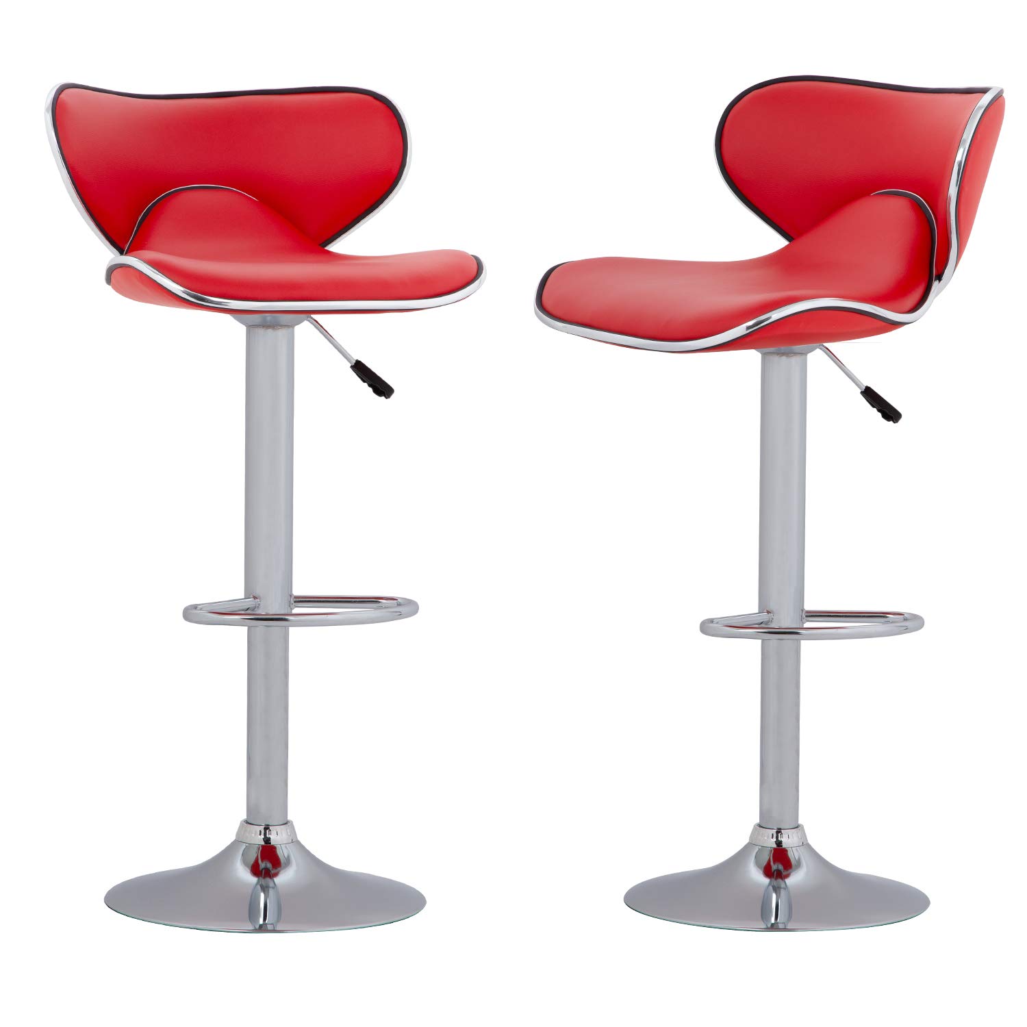 Best Adjustable Bar Stools Set of 2 - PU Leather Swivel Counter Height Bar Stools with Back Support - Perfect for Kitchen Island, Home Bar & Dining Room