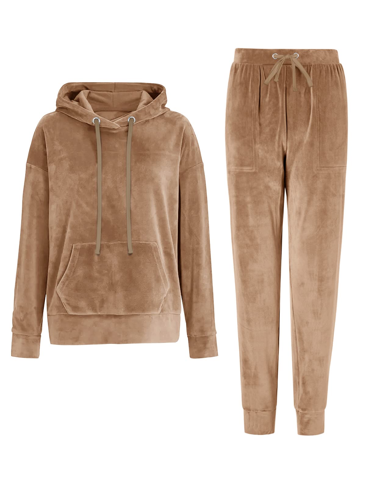 REORIA Women's Long Sleeve Hoodie & Jogger Pants Set - Solid Color Two Piece Tracksuit Outfit with Crewneck Sweatshirt | Perfect for Gym, Lounge & Casual Wear
