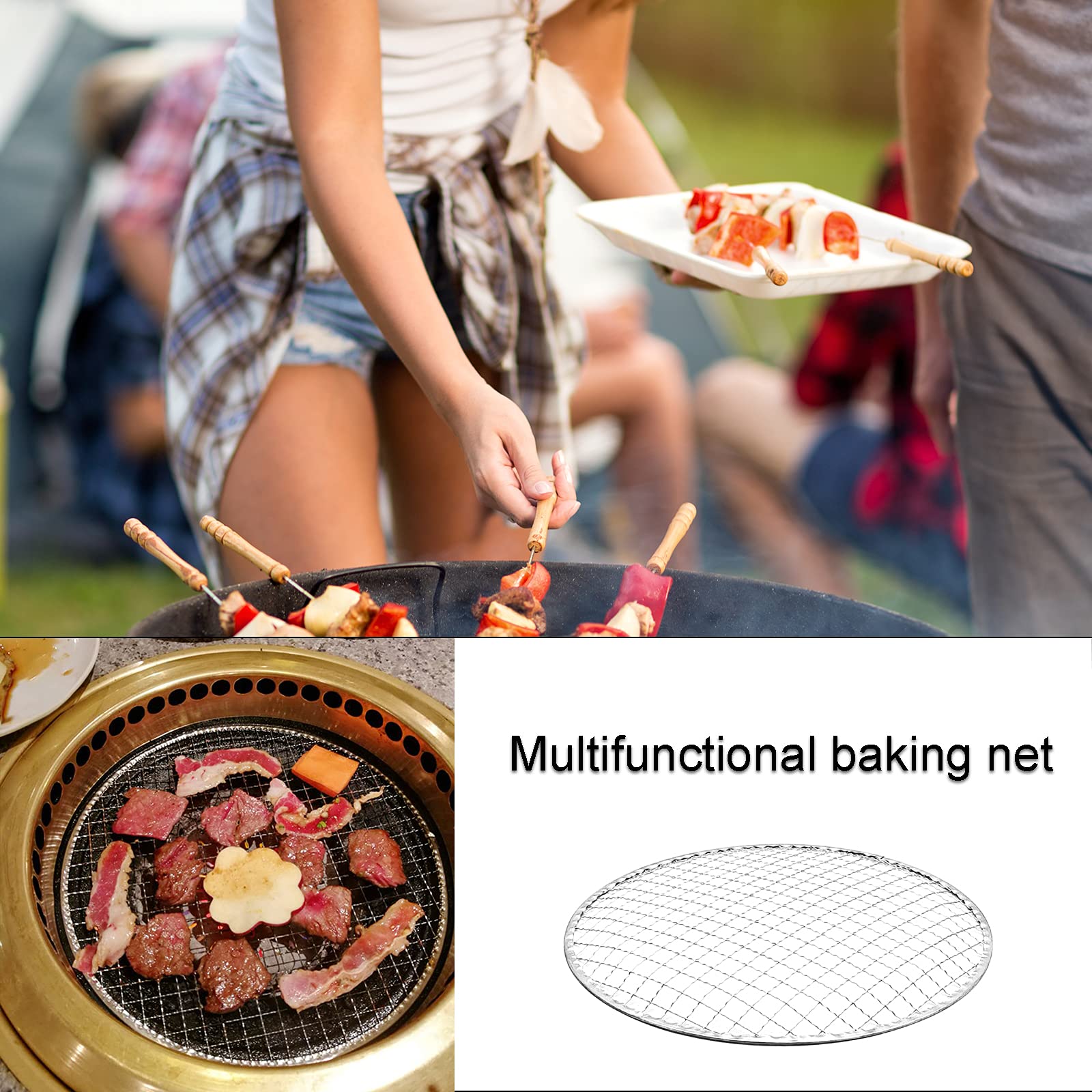 5Pcs Disposable Grill Mats - 11.6 Inch Round Non-Stick BBQ Cooking Racks for Outdoor Grilling, Camping & Picnics | Perfect for Barbecue, Flower Arrangement & Party Serving