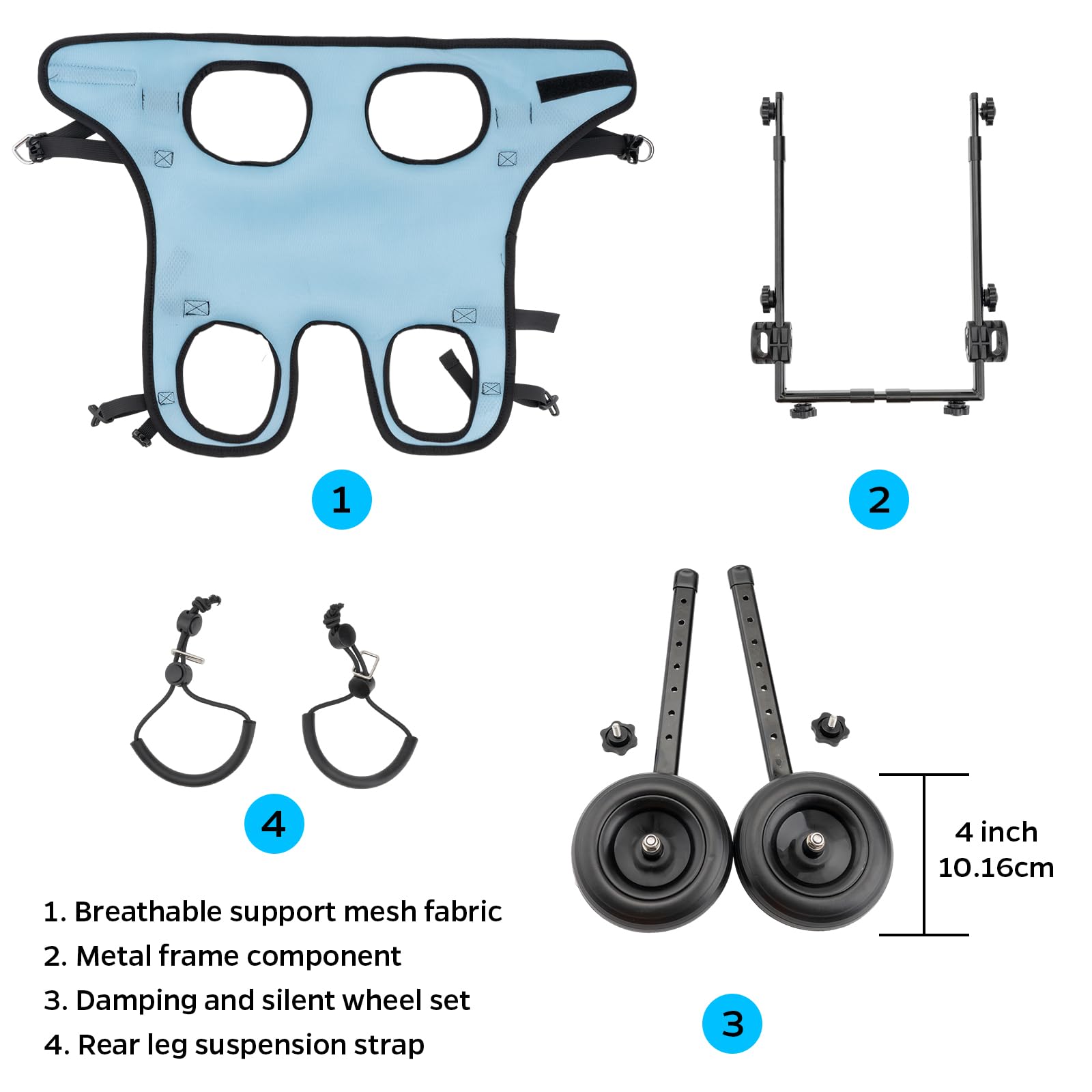 Dog Wheelchair for Back Legs - Lightweight Mobility Aid Cart for Small Dogs & Cats with Disabled Hind Legs - Adjustable Pet Wheelchair for Walking Assistance (Ideal for Post-Surgery Recovery & Daily Mobility Support)