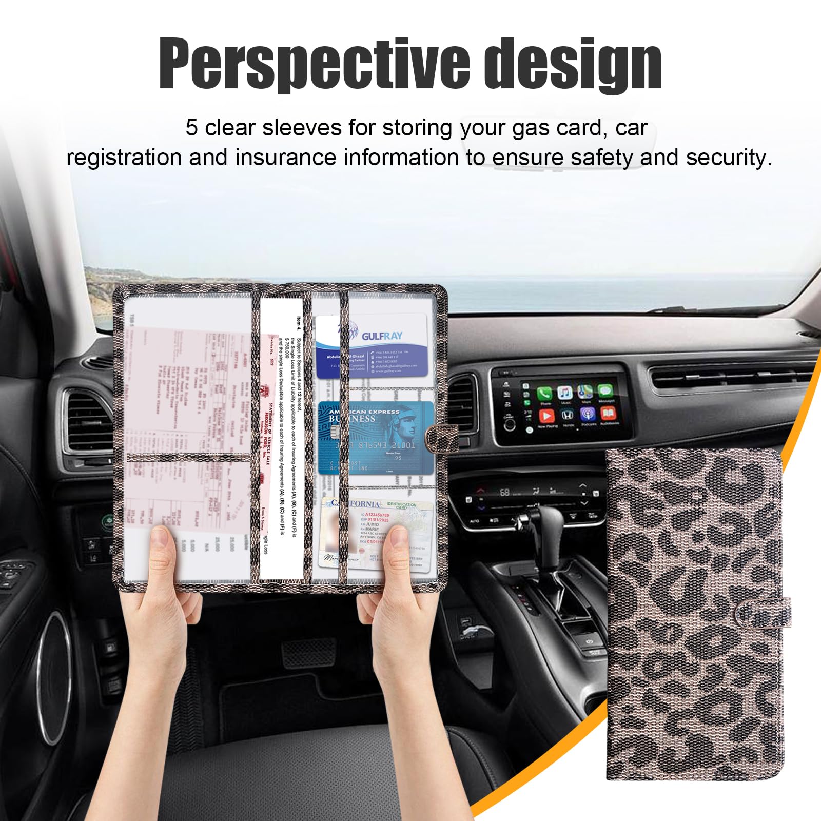 Premium Leather Car Registration & Insurance Holder - Auto Glove Box Organizer for Driver's License, Credit Cards & Essential Documents - Perfect for Vehicle Organization & Quick Access While Driving
