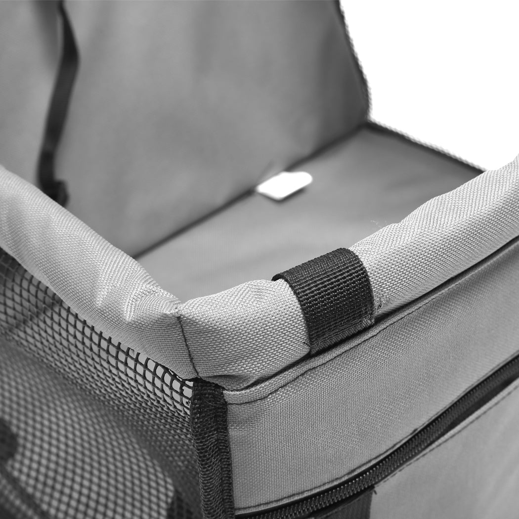 Pet Car Booster Seat for Dogs & Cats - Safe Travel Carrier with Adjustable Straps, Soft Cushion & Non-Slip Base (Grey) - Perfect for Road Trips, Vet Visits & Daily Commutes