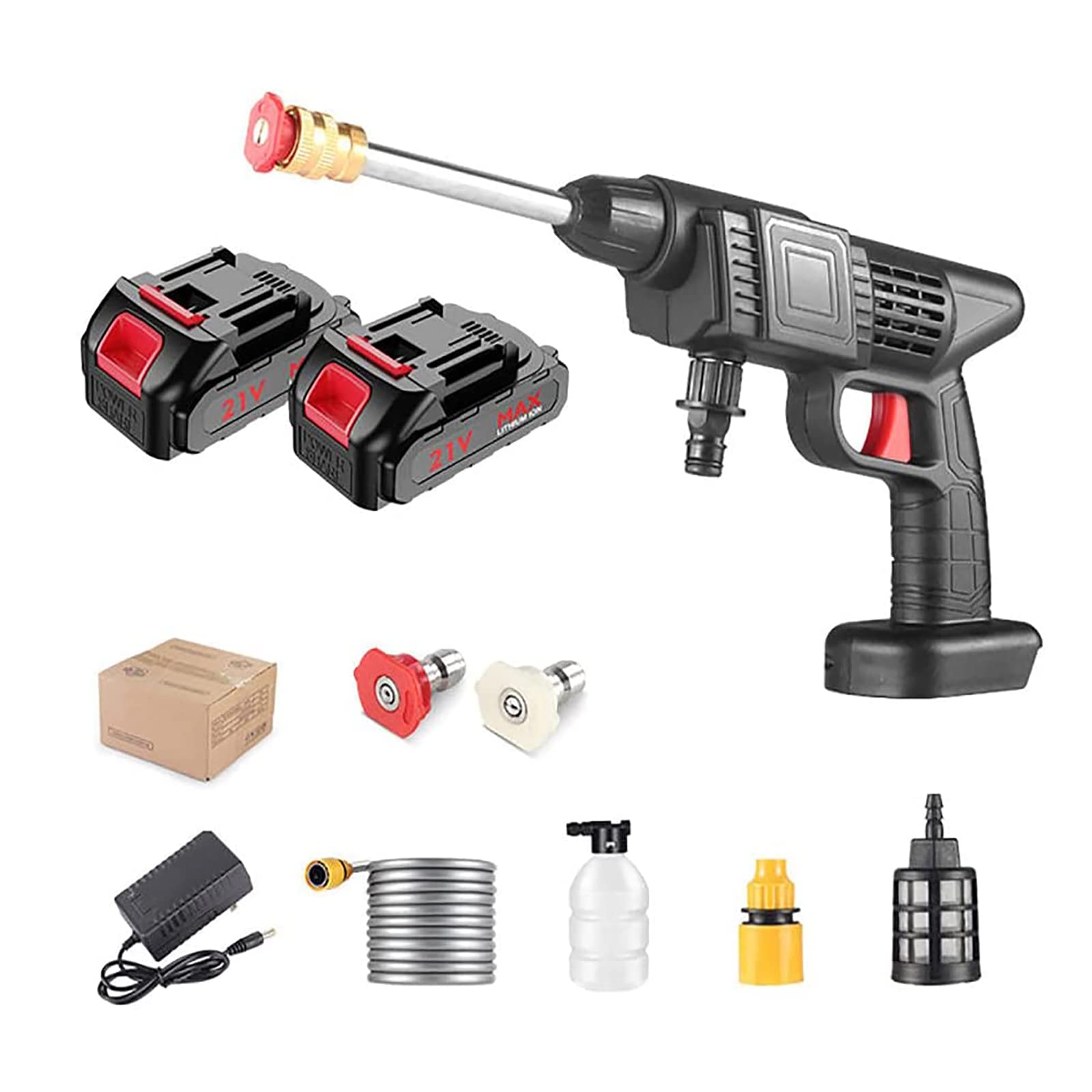 Pressure Washer Accessories Kit - Cordless Power Washer with Rechargeable Battery, High Pressure Cleaner for Car Washing, Driveway, Patio & Outdoor Surface Cleaning