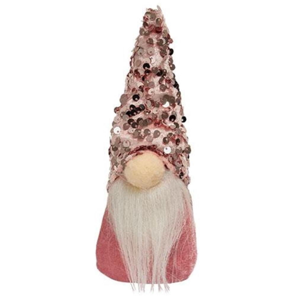 Sparkling Pink Sequin Garden Gnome - Small Decorative Statue for Outdoor & Indoor Decor, Party Favors, and Holiday Gifts