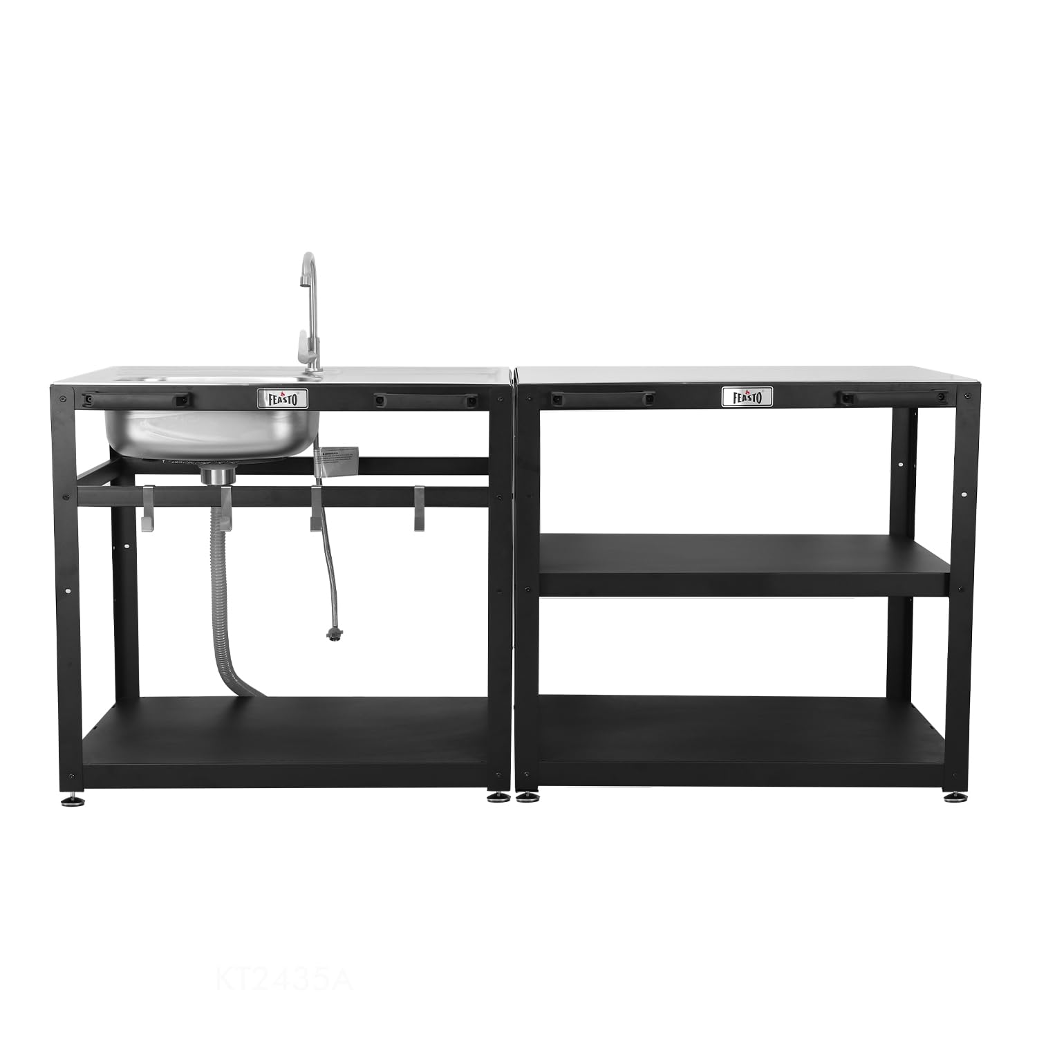 Stainless Steel 3-Tier Outdoor Grill Cart with Sink - Heavy Duty BBQ Prep Table with Wheels for Patio, Backyard, Camping & Tailgating | Perfect for Grilling, Food Prep & Outdoor Cooking