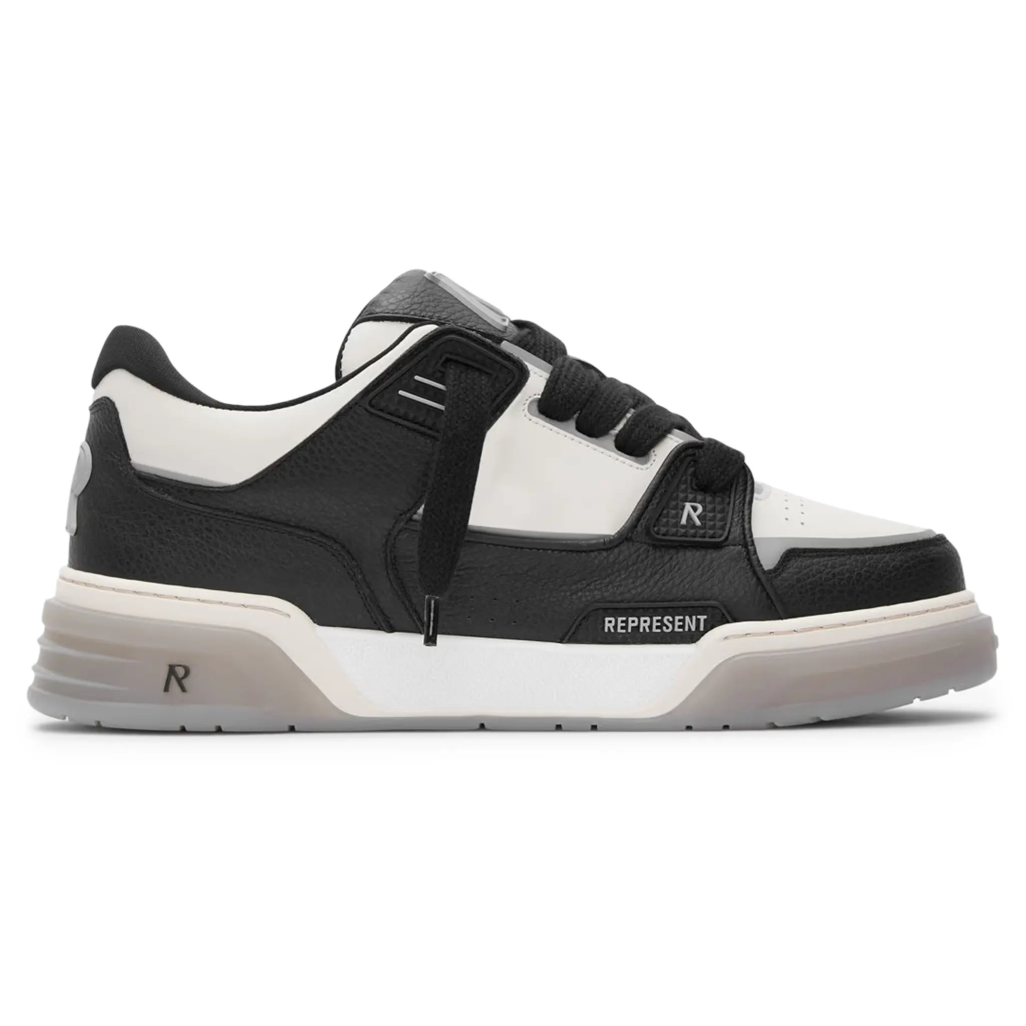 Represent Studio Black Vintage White Sneakers - Classic Retro Style for Men & Women | Perfect for Casual Wear, Street Fashion & Everyday Outfits