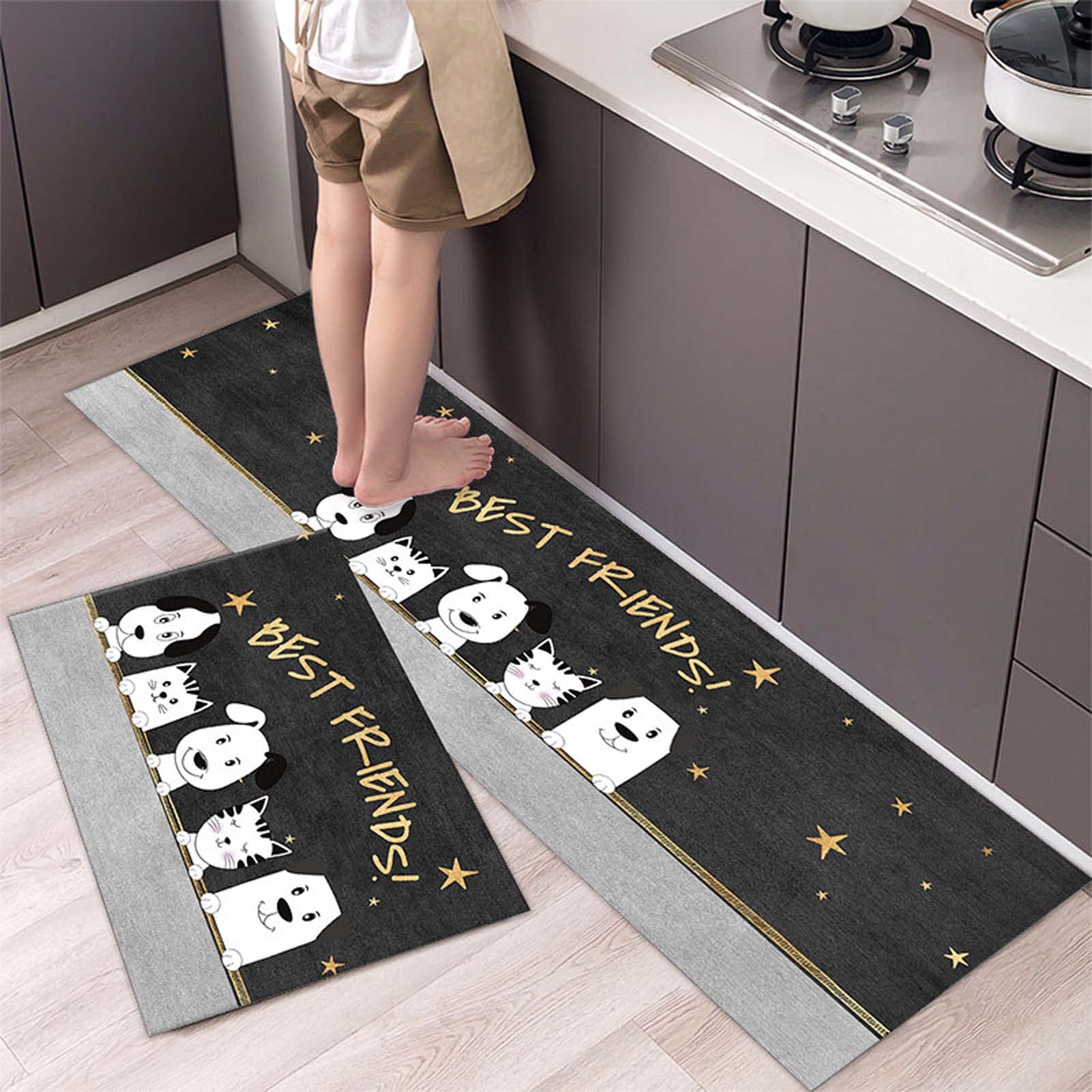 WDAWD Anti-Fatigue Kitchen Mat Set of 2 - Cushioned, Waterproof & Non-Slip Floor Mats for Standing Comfort - Soft Kitchen Runner Rugs for Cooking, Dishwashing & Food Prep Areas