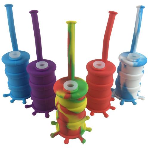Premium Oil Drum Silicone Dab Rig - Shatter Proof Portable Water Pipe for Concentrates - Perfect for Travel, Home Use & Outdoor Adventures