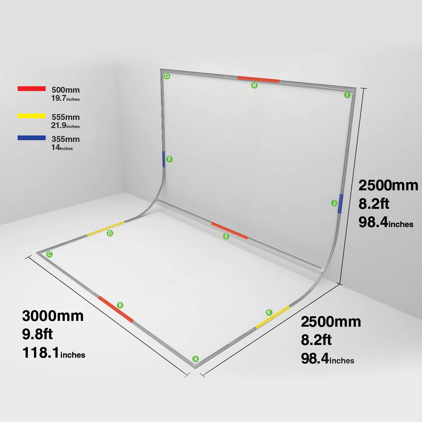 EasiFrame Curved Fabric Cyclorama System Frame Extension Kit V2 - Professional Photography Backdrop for Studio, YouTube & Product Shoots