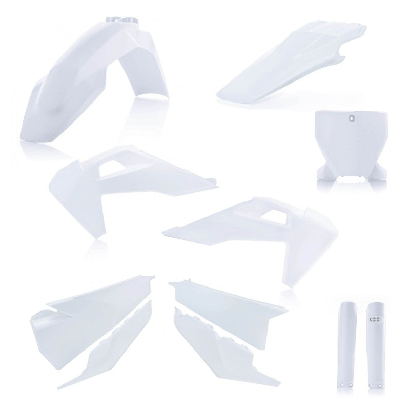**Acerbis Full Plastic Kit for Husqvarna 125-450 TC/FX/FC (2019-2022) & TX300/TX300i - White | Durable Replacement Body Panels for Off-Road & Motocross Racing**