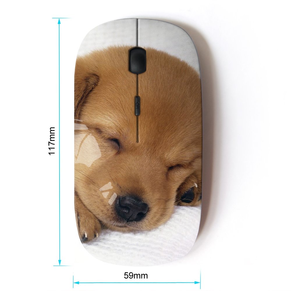 2.4G Wireless Optical Mouse - Cute Labrador Retriever Puppy Design (Light Brown) for Laptop, PC, Office & Home Use