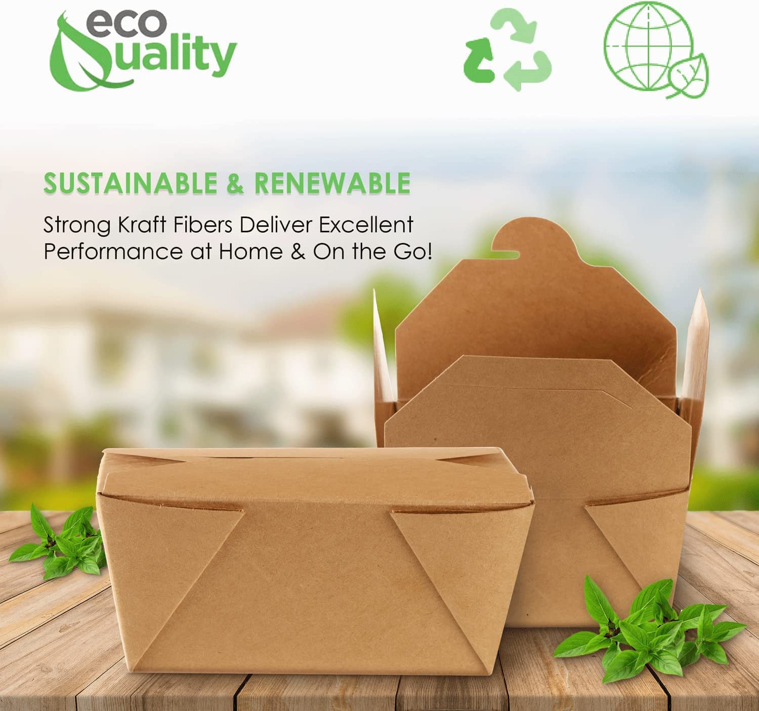 Eco-Friendly 26 oz Kraft Brown Paper Take Out Containers - Microwave Safe, Leak & Grease Resistant To-Go Boxes for Restaurants, Catering & Food Trucks - Recyclable Lunch Boxes (Pack of 350) - Perfect for Takeout Meals, Picnics & Office Lunches
