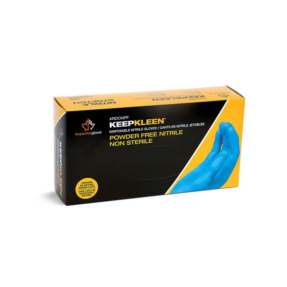 Premium KEEP KLEEN Disposable Blue Nitrile Gloves - 100 Pcs, Powder-Free, Latex-Free, 4 Mil Thick for Medical, Food Service & Cleaning - Superior Glove Brand