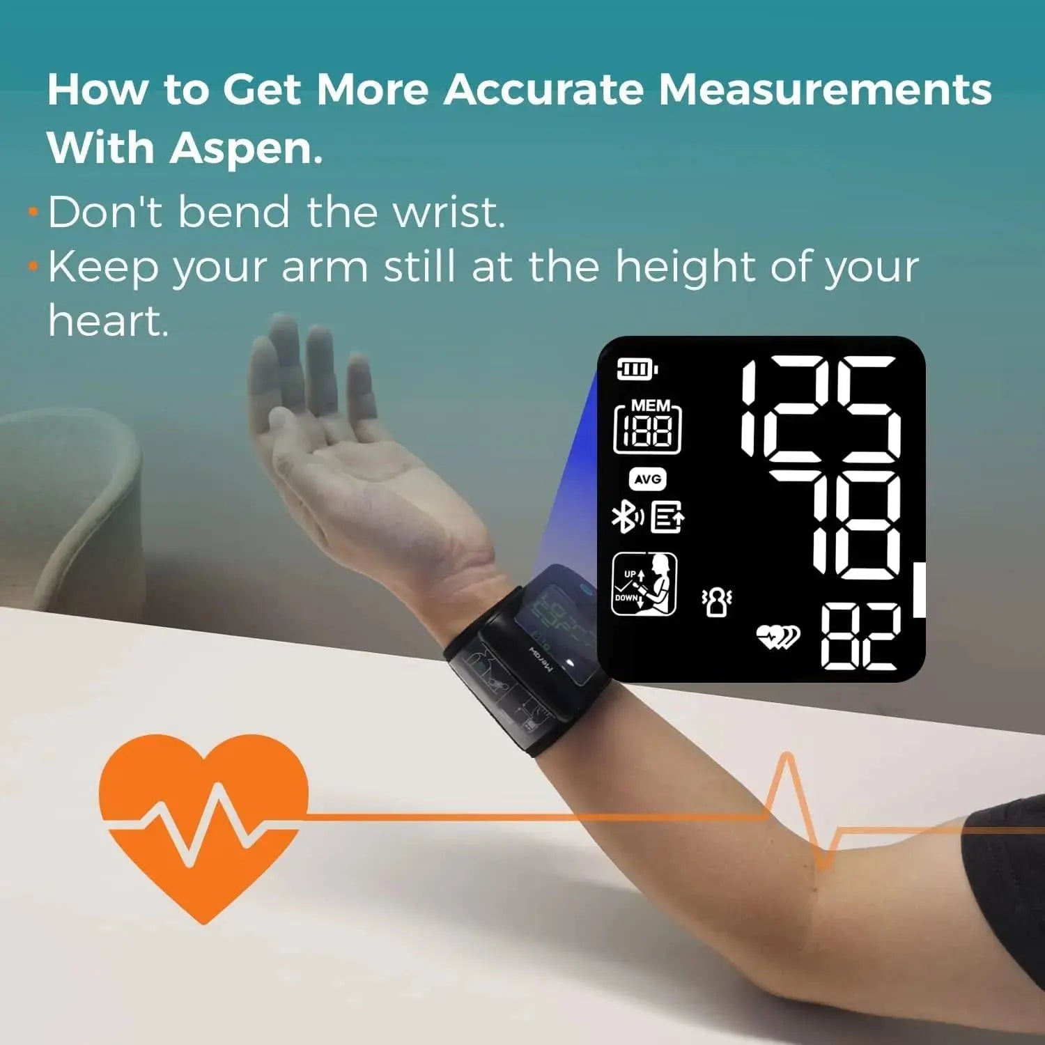 Meraw Aspen Bluetooth Wrist Blood Pressure Monitor - Accurate Wireless BP Monitor for Home Use, Fitness Tracking & Health Management
