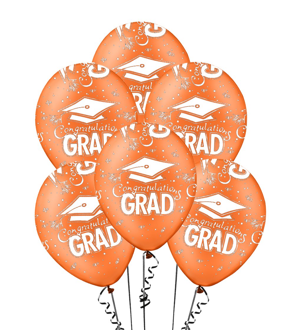 100 Pcs Orange Graduation Balloons Class of 2025 with Printed White Grad Caps, Confetti & Streamers - Latex Party Decorations for Graduation Ceremony, School Events & Celebration Decor