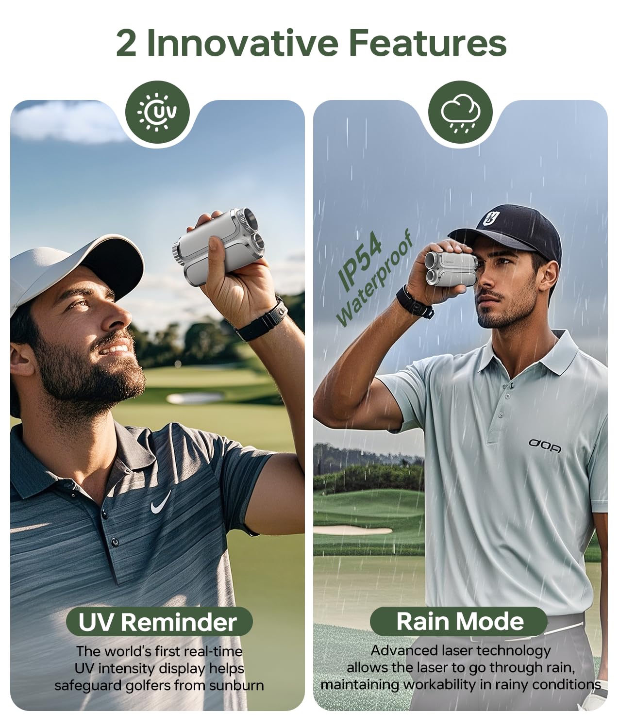 Premium Laser Golf Rangefinder with Slope - High Precision Flag Lock & Vibration - Full Color Touchscreen - Triangulation Mode - UV & Rain Resistant - Perfect Golf Gift for Men | Ideal for Tournament Play & Course Practice