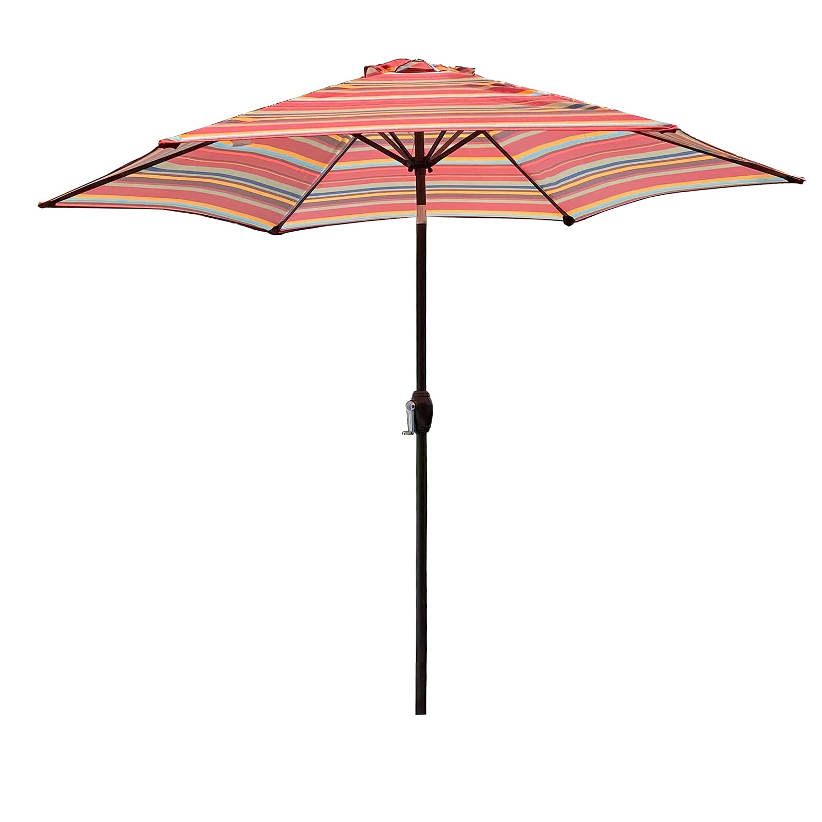 8.6ft Red Striped Patio Umbrella with Push Button Tilt & Crank - Outdoor Table Umbrella for Deck, Poolside, Garden (Base Not Included) - Sun Shade for Backyard, Restaurant, Beach