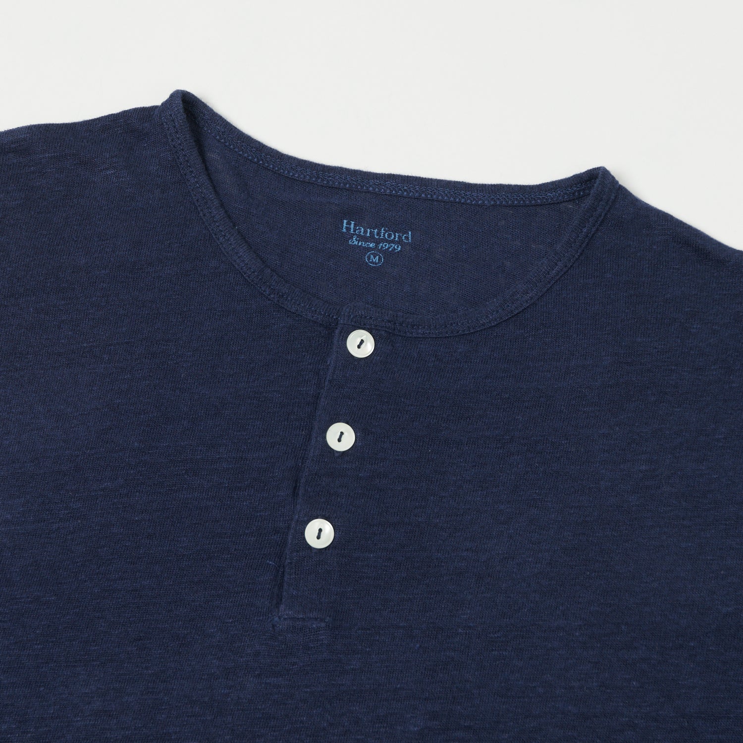 Hartford Linen Long Sleeve Henley T-Shirt for Men - Soft Breathable Casual Shirt in Indigo Blue - Perfect for Everyday Wear, Date Nights & Outdoor Activities