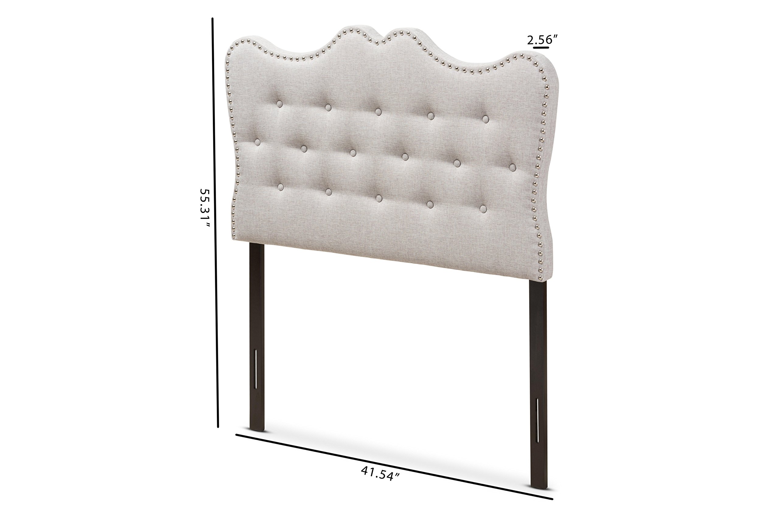 Baxton Studio Allina Modern Fabric Twin Size Headboard - Greyish Beige Upholstered Bed Headboard for Bedroom Decor, Guest Room, Dormitory & Apartment