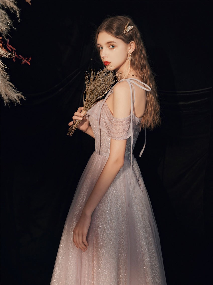 Elegant Light Purple A-Line Long Prom Dress with Spaghetti Straps - Perfect for Sweet 16, Evening Parties & Formal Events | Flattering Fit for Special Occasions