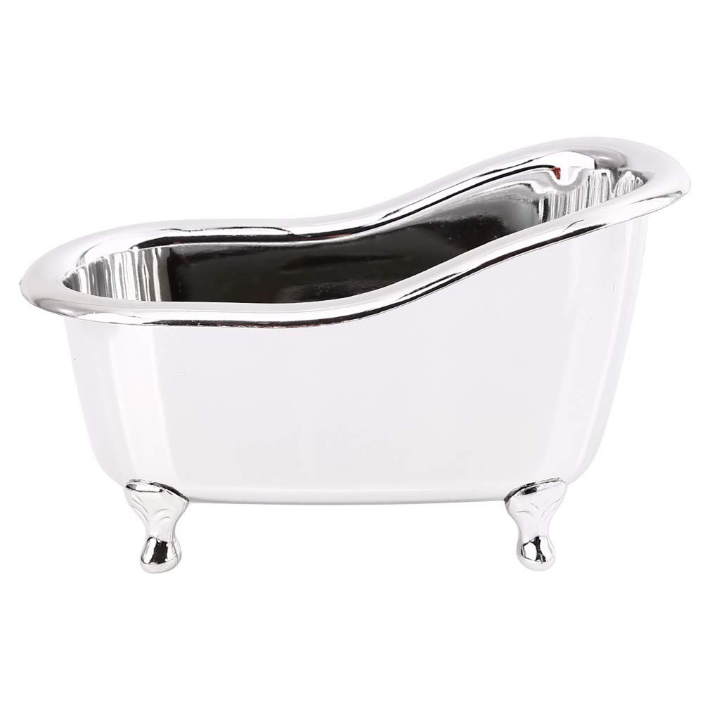 Mini Bathtub Storage Box for Jewelry & Makeup - Silver Desktop Organizer for Bathroom & Vanity