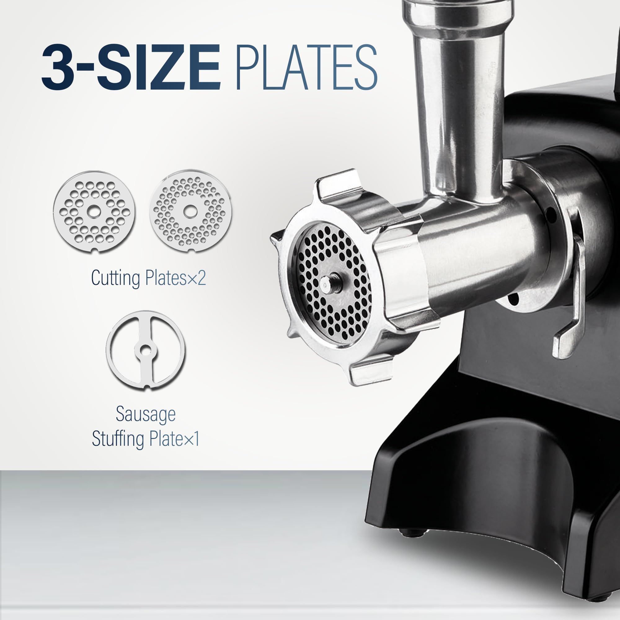 Powerful 575W Electric Meat Grinder - Heavy Duty Aluminum Meat Mincer & Sausage Stuffer with 3 Grinding Plates - Perfect for Home Kitchen, Butcher Shop & BBQ Party (Black)