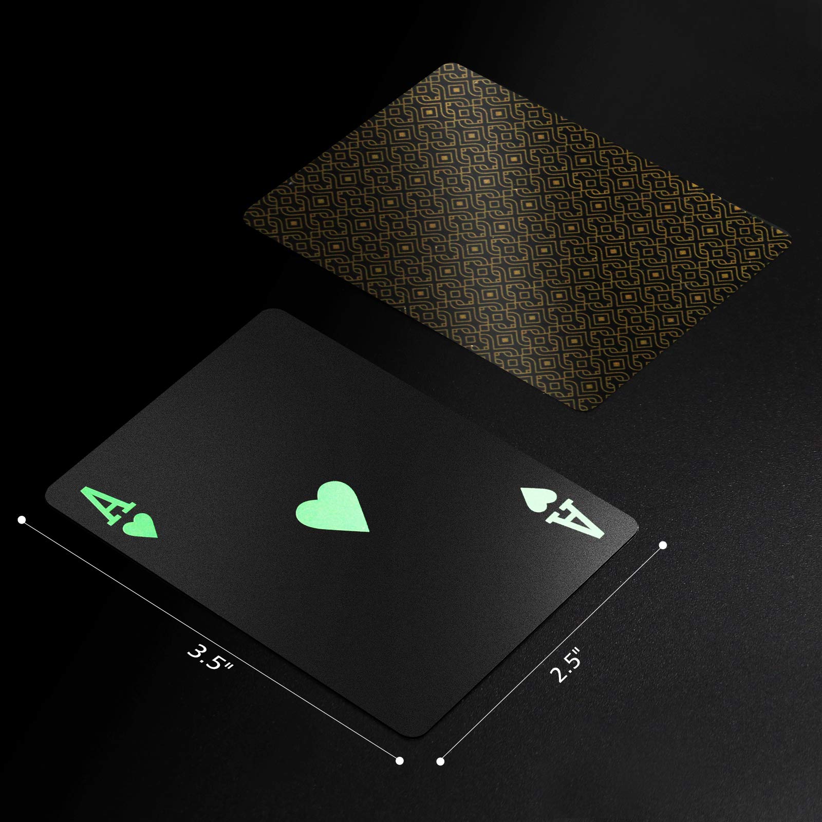 INTEGEAR 2-Pack Premium Plastic Playing Cards - Waterproof, Durable Black Poker Cards for Professional & Home Games - Perfect for Casino Nights, Poker Parties & Card Magic Tricks