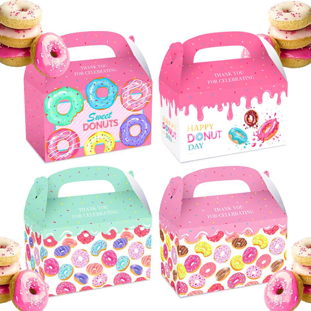 12 Pack Donut Party Favor Bags - Colorful Candy & Goodie Bags for Kids Birthday Parties, Baby Showers & School Events - Fun Donut-Themed Party Supplies for Celebrations