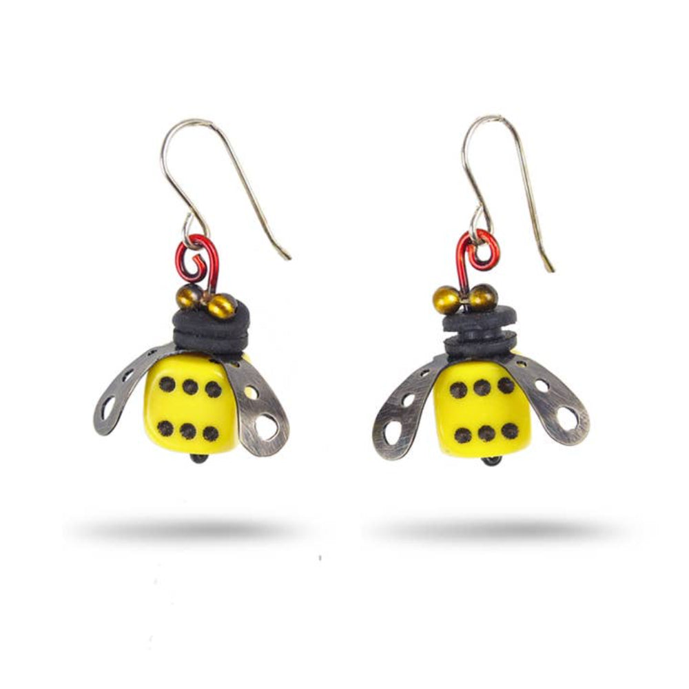 Chickenscratch Boxcar Bee Earrings - Handmade Dainty Gold Bee Stud Earrings for Women, Perfect for Everyday Wear, Gifts, and Boho Jewelry Lovers
