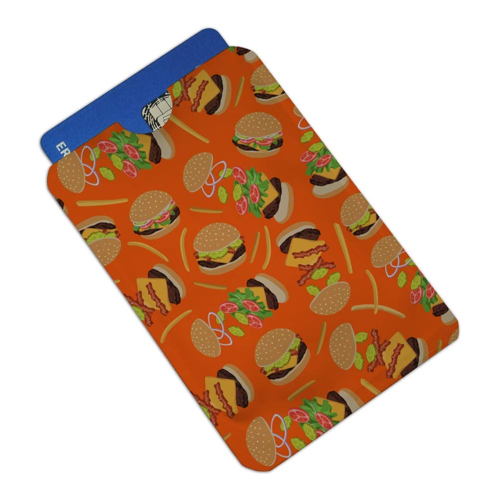 RFID Blocking Credit Card Holder Set of 4 - Cheeseburger & Fries Pattern Wallet Protectors for Men & Women - Perfect for Travel, Shopping & Contactless Payment Security