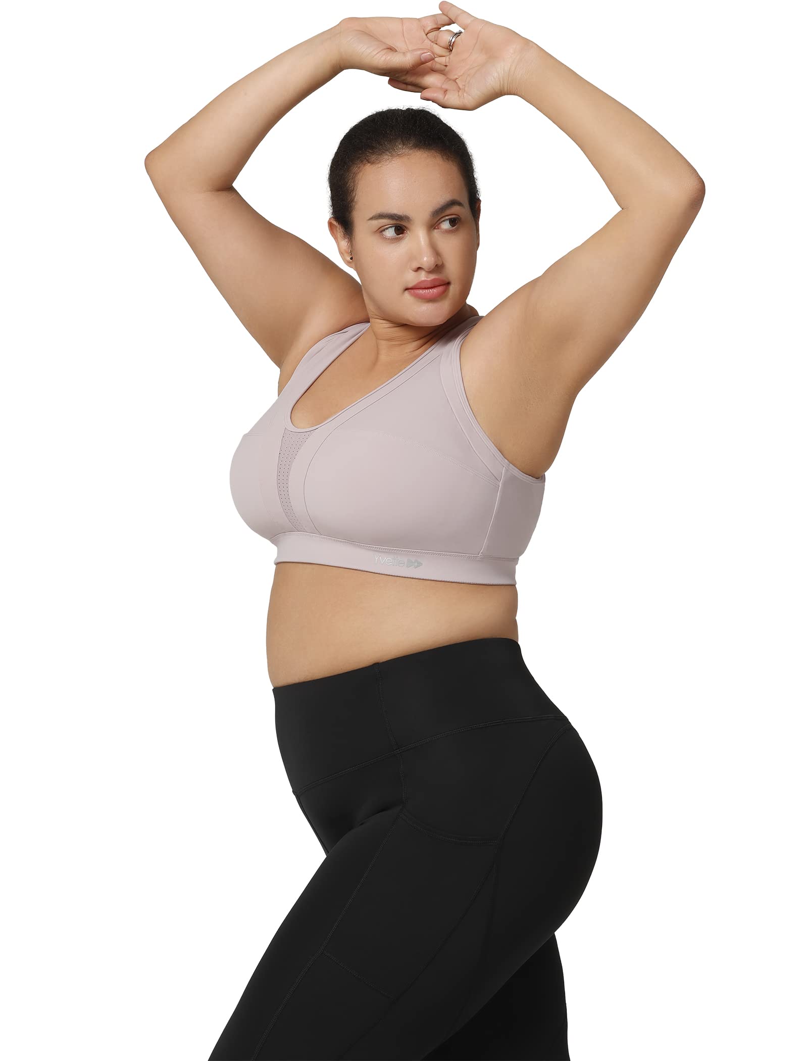 Yvette Women's High Impact Sports Bra - Criss Cross Back Support for Running, Workout & Fitness - Plus Size Activewear for Yoga, Gym & High-Intensity Training