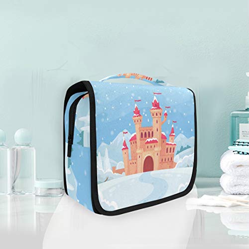 Domook Hanging Travel Toiletry Bag - Winter Castle Design Cosmetic Organizer for Men & Women | Perfect for Vacation, Camping & Business Trips