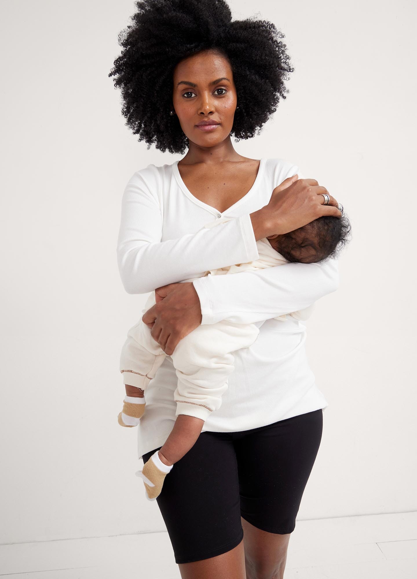 Ultra Soft Rib Relaxed Nursing Henley Top for Women - Comfortable Maternity & Breastfeeding Shirt for Everyday Wear