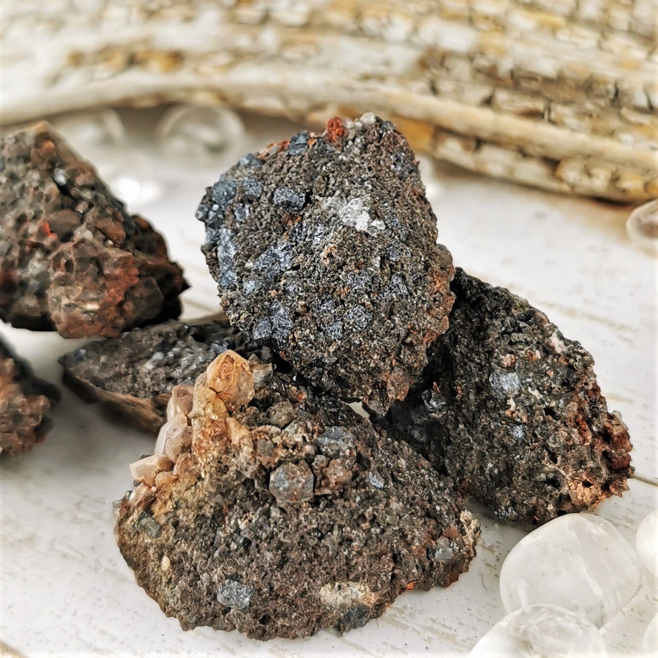 Natural Brookite & Magnetite Raw Stones for Healing, Meditation & Crystal Collection – Perfect for Energy Work, Home Decor & Spiritual Practices