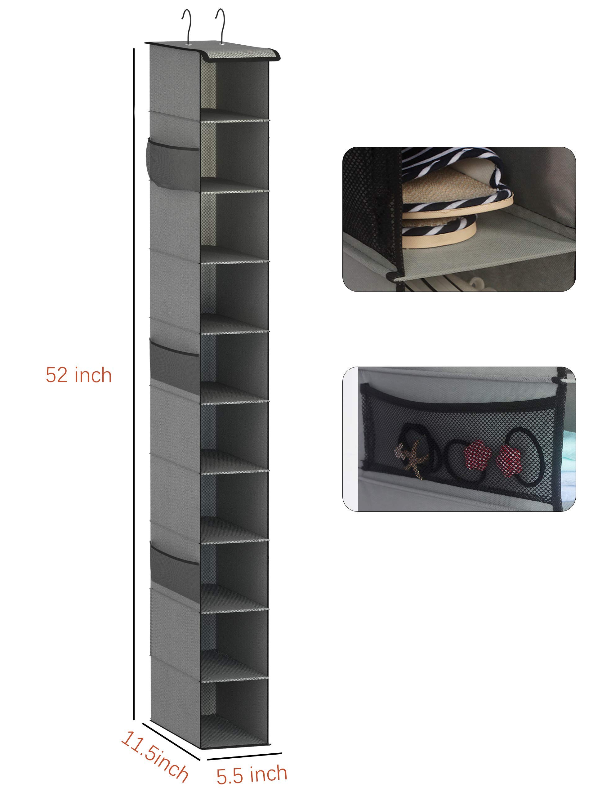 Coastal Rose 10-Tier Hanging Shoe Organizer for Closet - Space Saving Shoe Storage Rack & Hanger - Perfect for Small Spaces, Bedrooms, and Entryway Organization